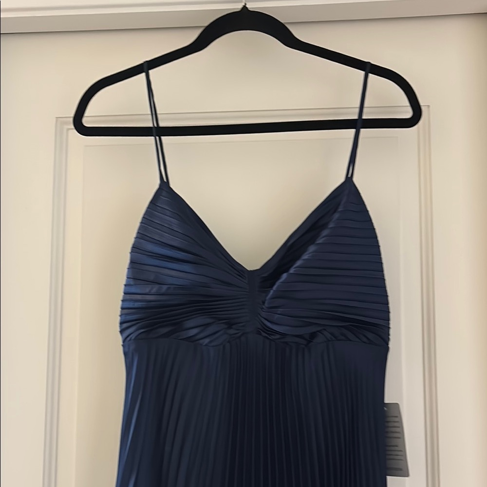 Navy Pleated Dress. NWT
